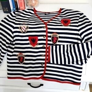 Vintage Collgaite preppy embroidered Royal Logo Jacket M Lagenlook Shacket